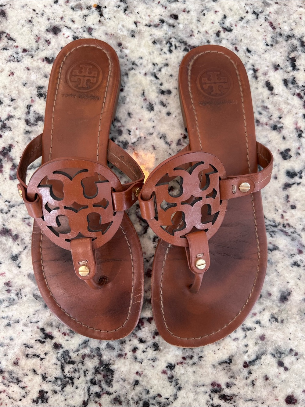 Tory Burch Miller Sandals in Cognac Brown